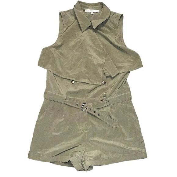 HYFVE Olive Sleeveless Belted Military Romper Size Medium - Picture 2 of 10